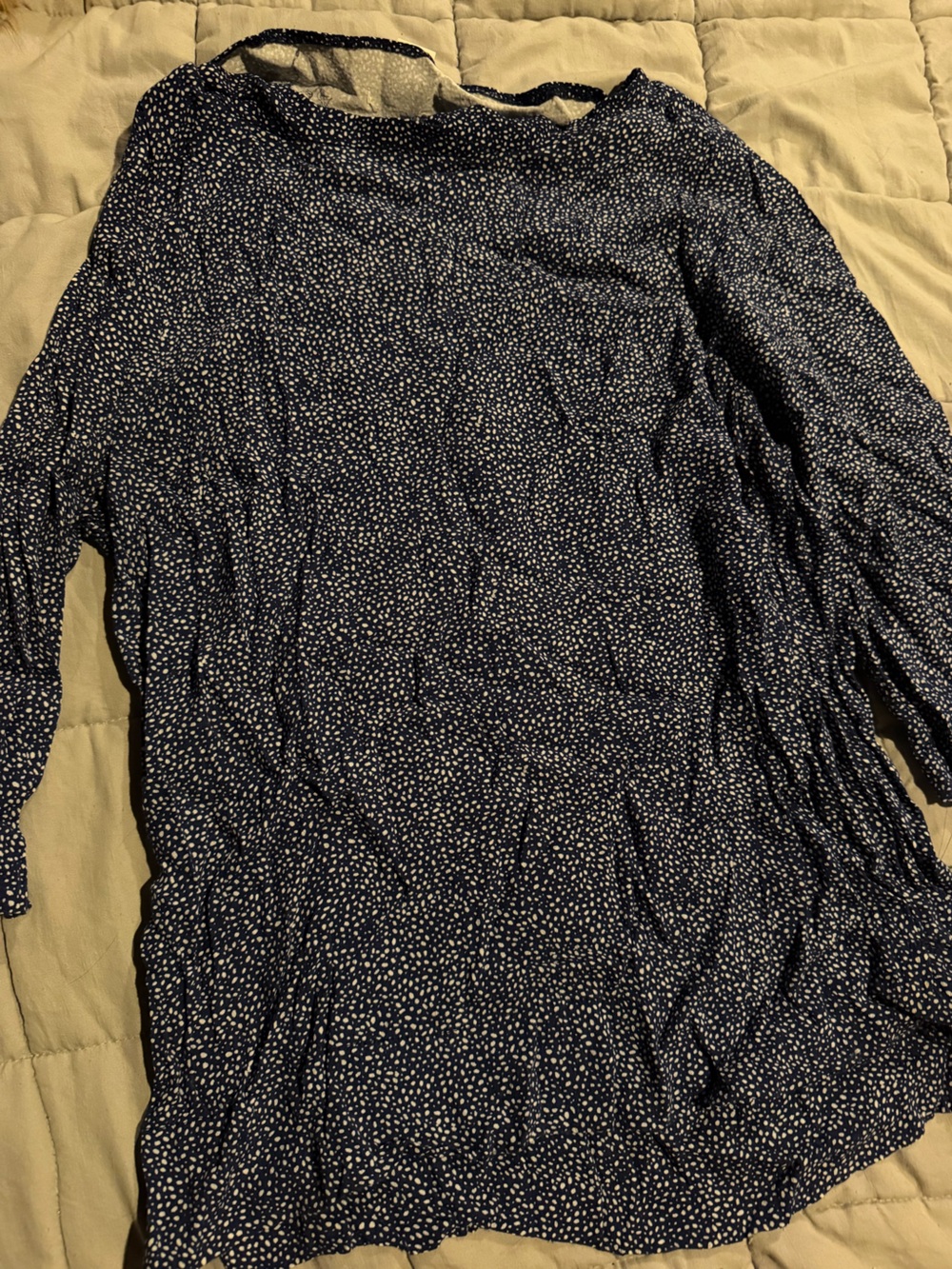 H&M Navy with White Dot Long-Sleeve Blouse